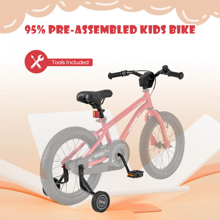 Velo Costway 16 Pouces Pour Enfants De 4 A 7 Ans Avec Selle Reglable Et Guidon Antiderapant Rouge