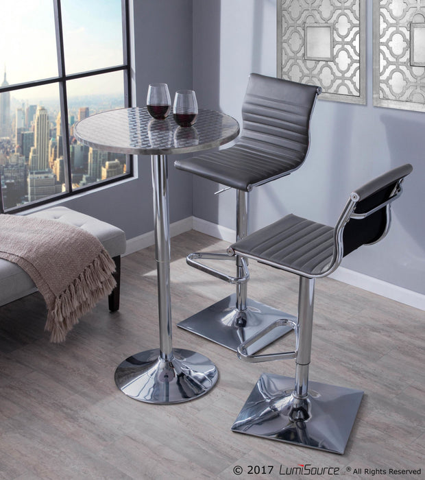 Table Bistro ronde réglable et contemporaine pour bar ou salle à manger - argentée