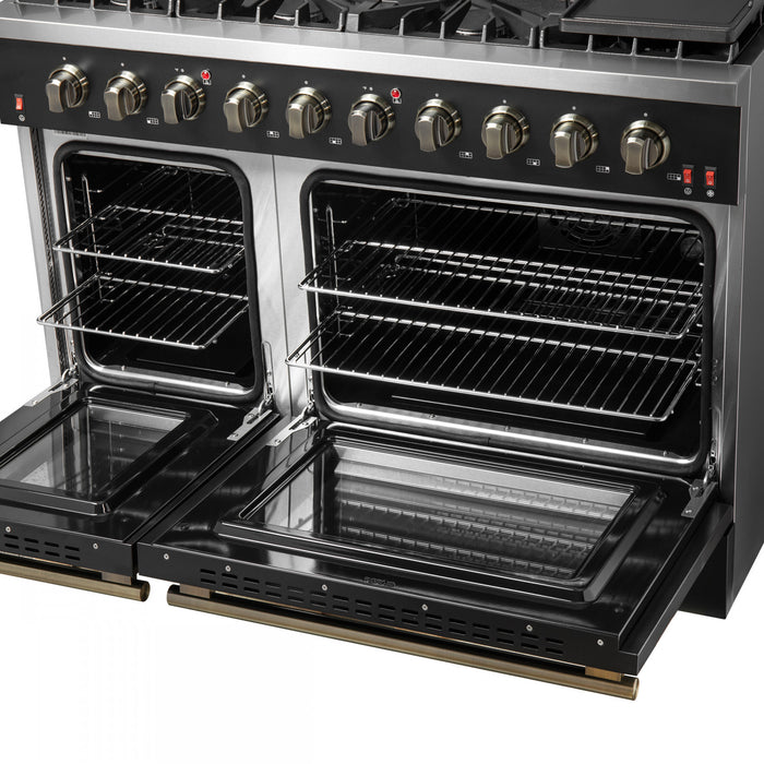Cuisiniere a gaz Galiano de 48 po en noir, 6,58 pi³, doubles fours - FFSGS6244-48BLK