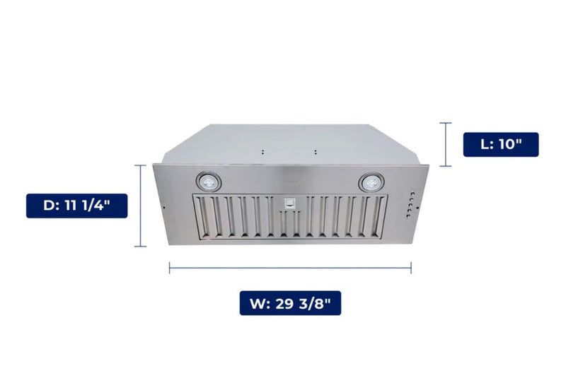Hotte de cuisinière encastrée Hauslane de 30 po en acier inoxydable - IN-R100SS-30