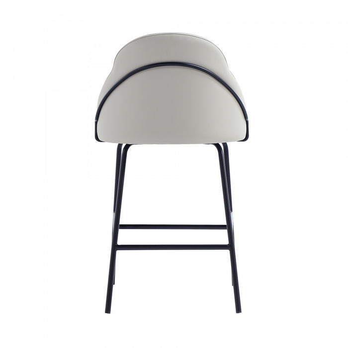 Tabouret de comptoir moderne en metal et tissu Gracie, gris pierre et noir - Lot de 3