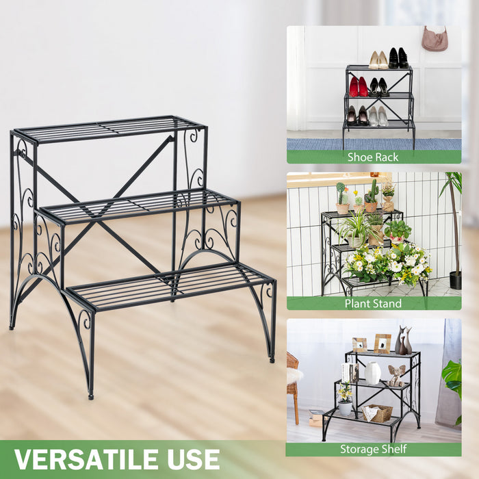 Costway 3 Etage Escalier Style Metal Plante Stand Etagere Jardin Pot De Fleurs Etagere D'affichage