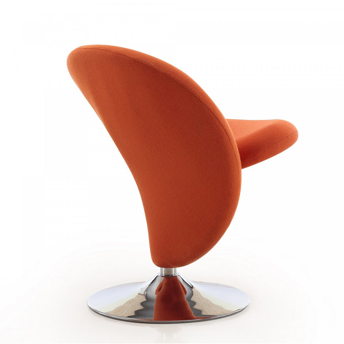 Fauteuil lounge pivotant moderne en laine melangee Curl, orange - Lot de 2