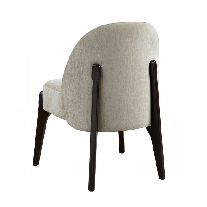 Chaise laterale contemporaine moderne Oslo en bois et chenille taupe - Lot de 2