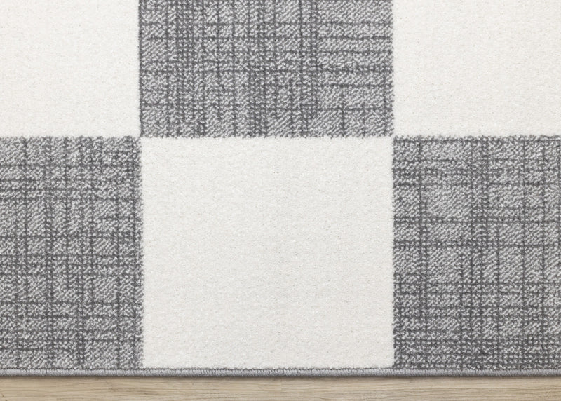 Tapis Covington a Carreaux Gris et Blanc, 6'7\" x 9'10\"