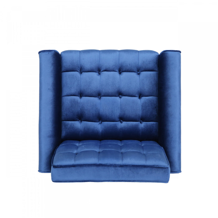 Henley Fauteuil D’appoint Moderne Avec Dossier Capitonne, Revetement En Polyester, Bleu