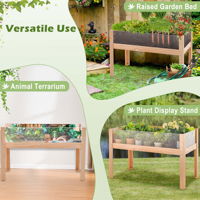 Costway A Souleve Le Lit De Jardin En Bois 31 \"terrarium De Plante De Boite De Plante Elevee Avec Trous De Drain