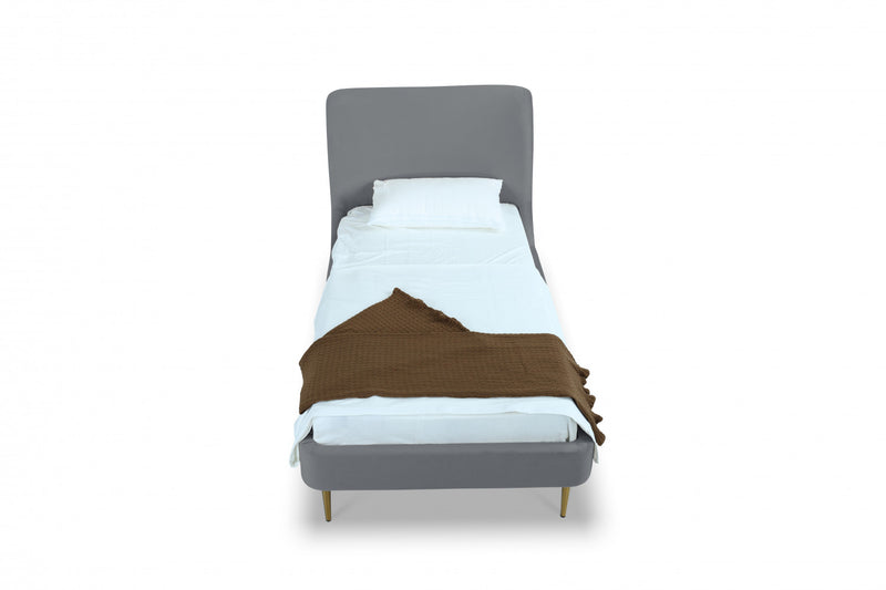 Lit une place Heather style milieu du siecle moderne en velours gris et or
