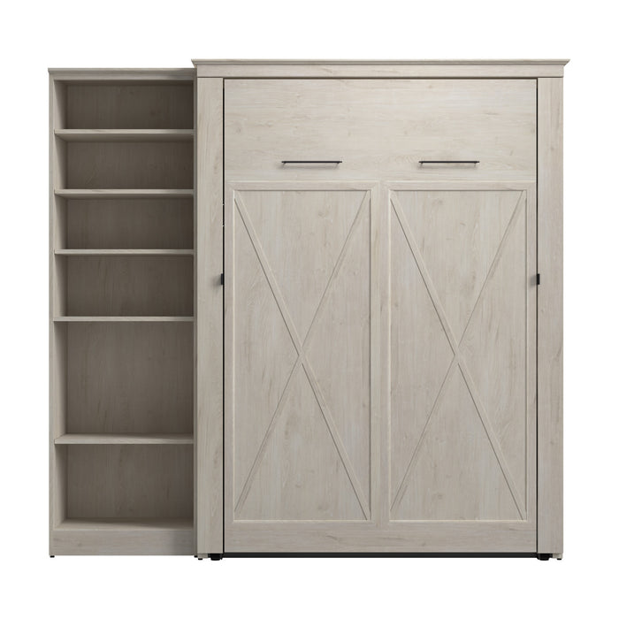 Lit double escamotable Key West de Bestar de 88 po (L) avec organisateur de garde-robe - blanc chêne lin