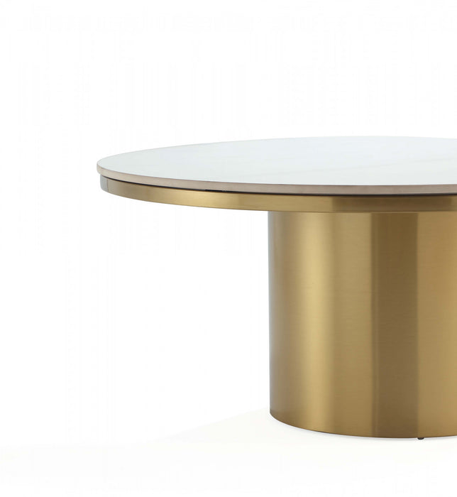 Ensemble moderne et glamour Glenn de 2 tables : table basse et table d’appoint, finition or
