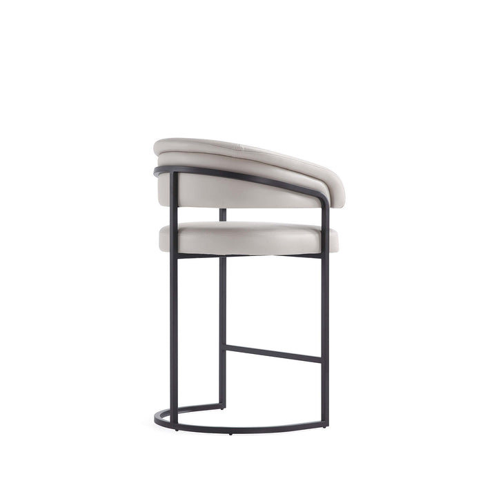 Tabouret de comptoir moderne Augusta en metal et tissu, gris clair