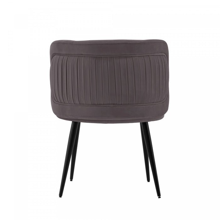 Chaise de salle a manger moderne en bois et velours Kaya gris - Lot de 2