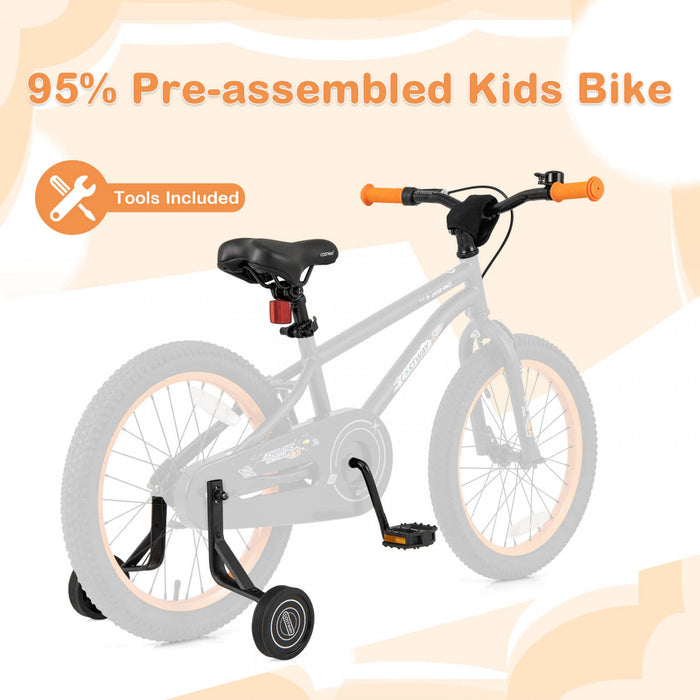 Velo Costway 18 Pouces Pour Enfants De 4 A 8 Ans Avec Selle Reglable Et Guidon Antiderapant Noir
