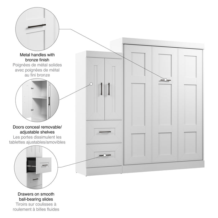 Grand lit escamotable Edge de Bestar avec garde-robe (90 po [L]) - blanc