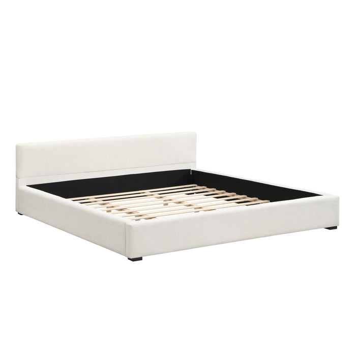 Charlotte Lit elegant avec revetement a bord large, Taille Queen, Beige