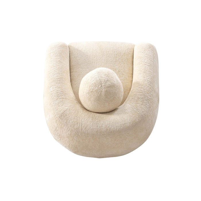 Fauteuil lounge Tribeca style mid-century en chenille creme - Lot de 2