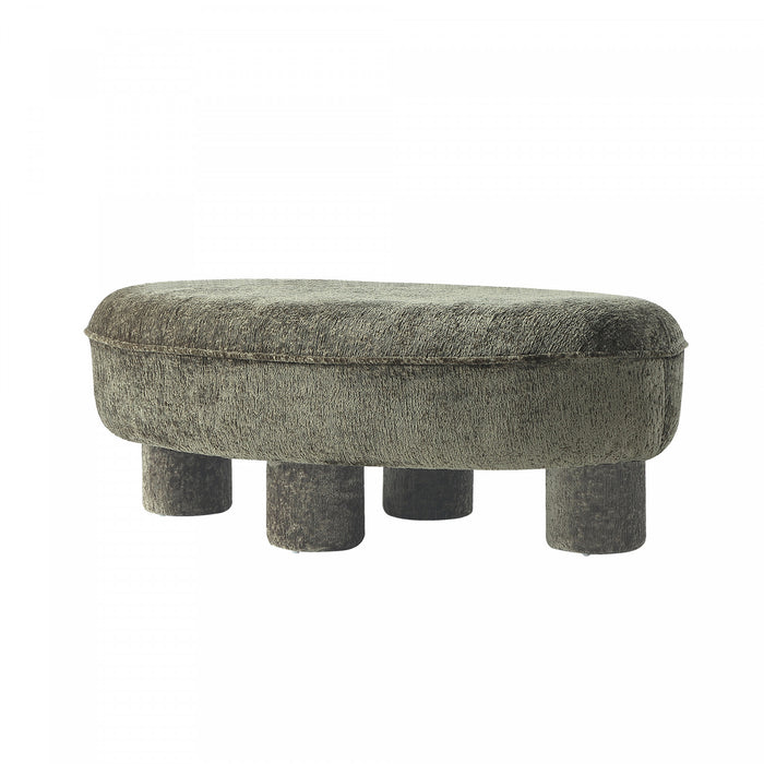Tabouret d’appoint Tribeca style mid-century moderne en chenille vert olive