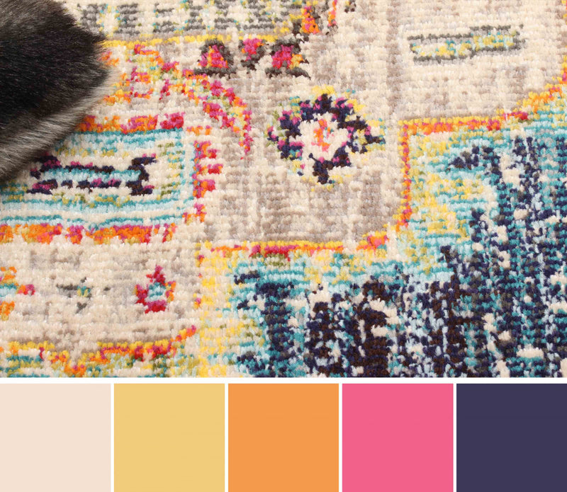 Tapis Traditionnel Lotus 5'0\" x 8'0\" en Bleu marin