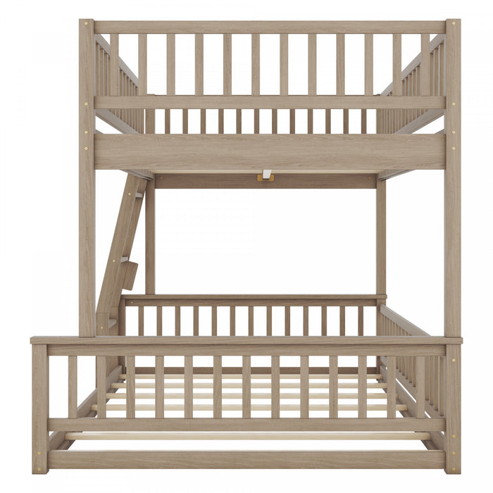 Sabrina – Lit Superpose Convertible En Bois Massif, Format Full Xl Sur Queen Avec Echelle – Noyer