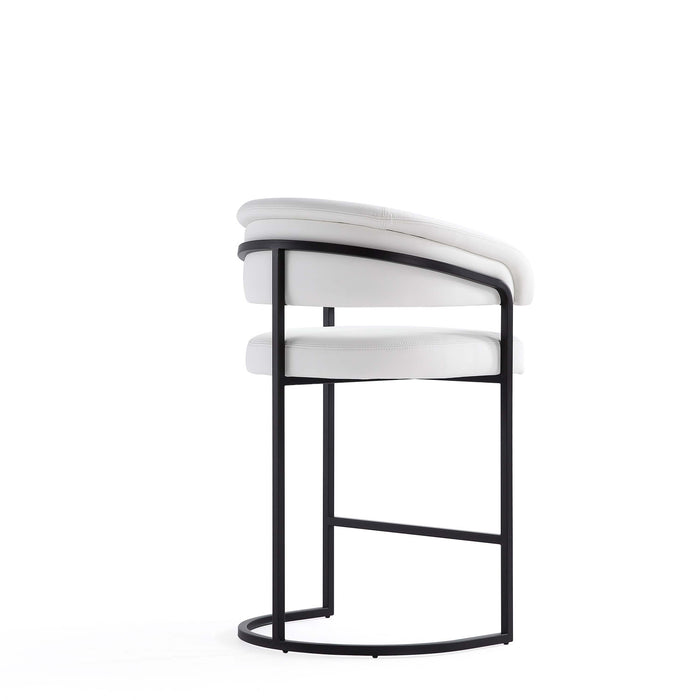 Tabouret de comptoir moderne Augusta en metal et tissu, blanc - Lot de 3