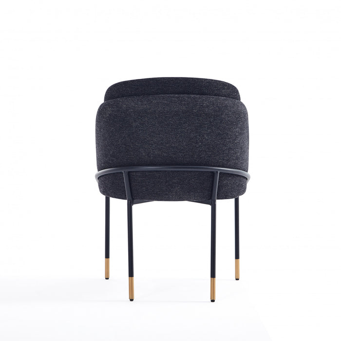 Chaise de salle a manger Flor en metal moderne a tissage serge, noire - Lot de 2