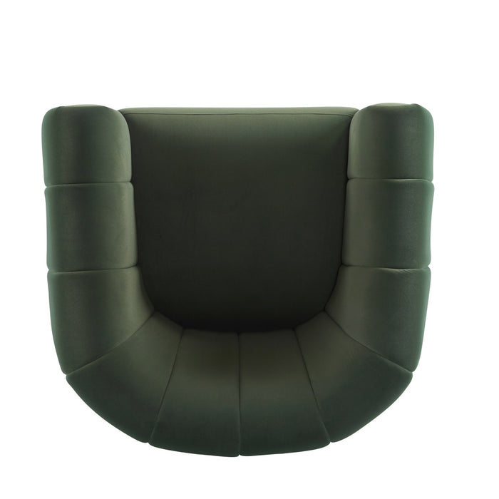 Vela Fauteuil Club Moderne en Velours Pivotant a Coque, Noir, Vert Olive