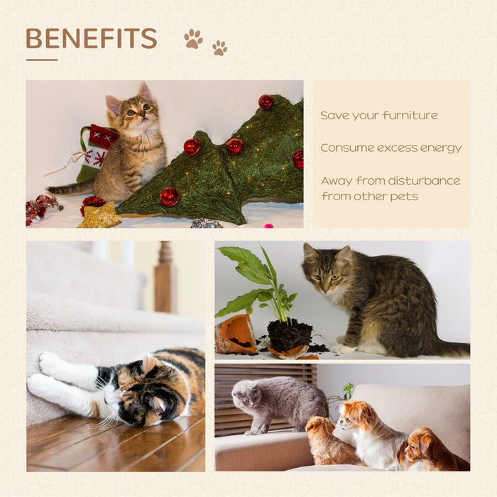 Pawhut Ensemble D'etageres Pour Chats 5 Pieces Echelle Escalier Escalade Chats Mural Avec 2 Hamacs Griffoir Plate-forme De Saut Et Niche Multicentres D'activite