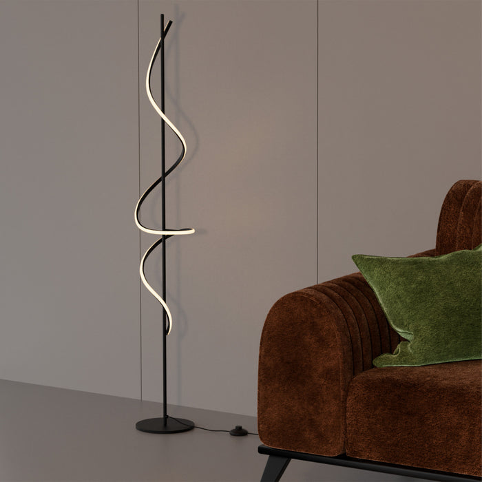 Lampe à pied à DEL de 51 po noir mat avec gradation progressive