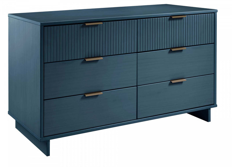 Commode Granville Modern 55\" en bleu minuit (6 tiroirs)