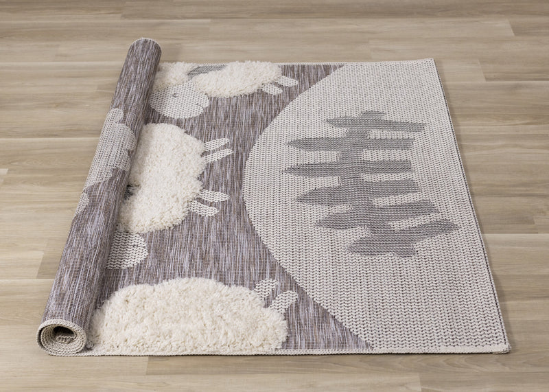 Carpette à motif de mouton pour enfants - 5 pi 3 po x 7 pi 7 po