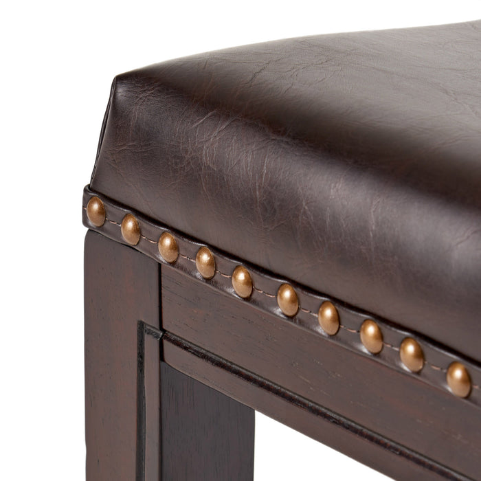 Ensemble De 2 Tabourets De Comptoir Tiffin, Siège Selle Avec Garniture Cloutée, Cuir Végétalien - Brun