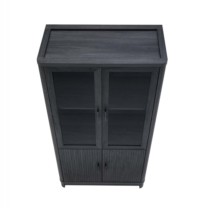 Armoire bibliotheque Jodie style milieu du siecle 79 cm en gris charbon (6 etageres) – Lot de 3