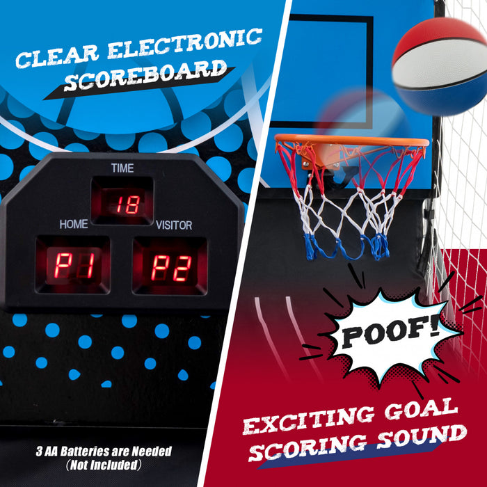 Costway Double Shot Basketball Arcade Game Avec 8 Modes De Jeu Arcade Sound Electronic Scoring Red