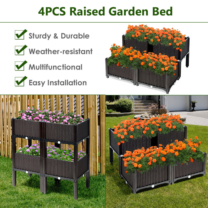Lot De 4 Jardinieres Sur Pieds Costway