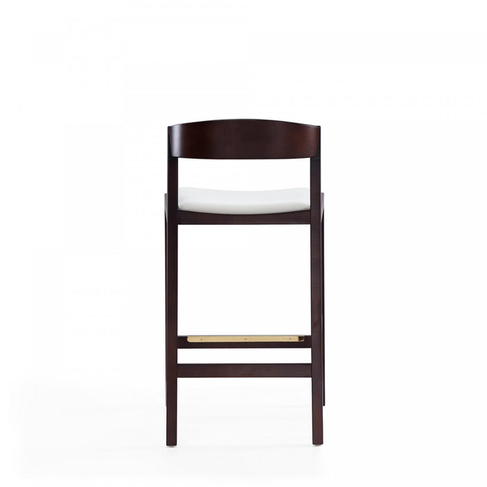 Tabouret de comptoir en bois rembourre style Klismos mi-siecle moderne en ivoire - Lot de 3