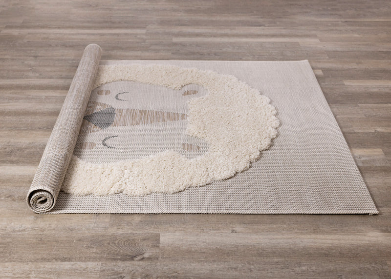 Carpette à motif lion texturé pour enfants - 5 pi 3 po x 7 pi 7 po