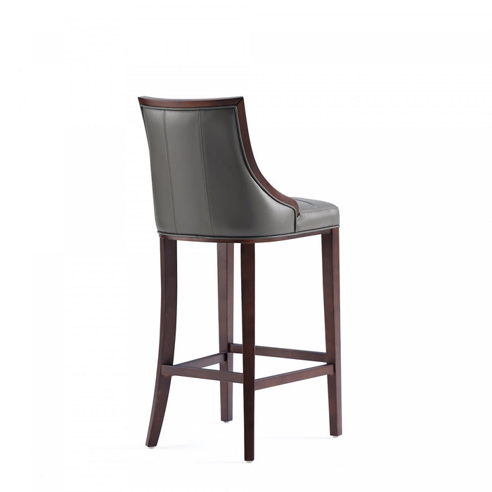 Tabouret de bar traditionnel en bois avec assise rembourree Fifth Avenue, graphite – Lot de 2