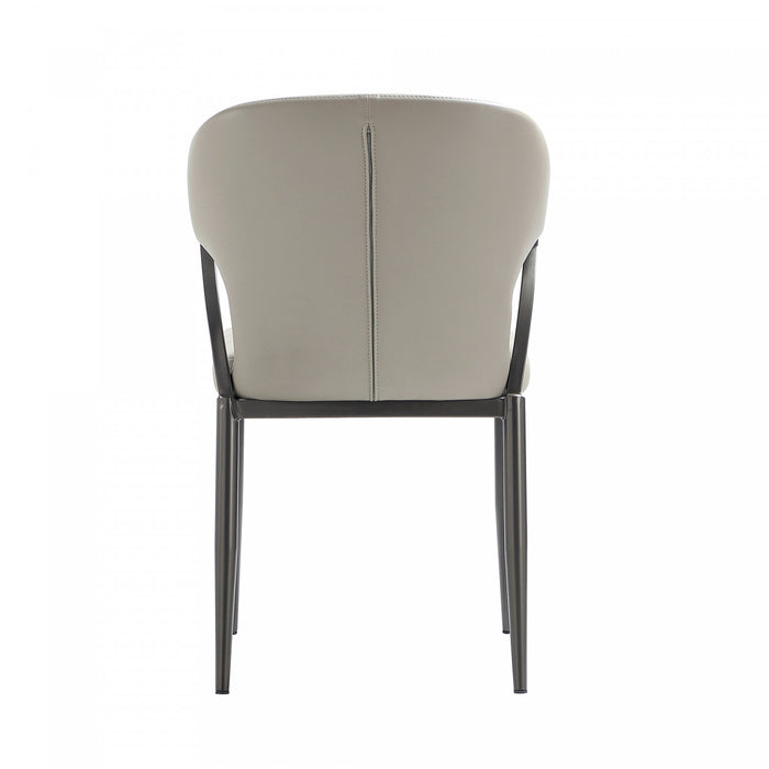 Chaise de salle a manger moderne en cuir vegetalien et metal Kirsten, gris clair - Lot de 4
