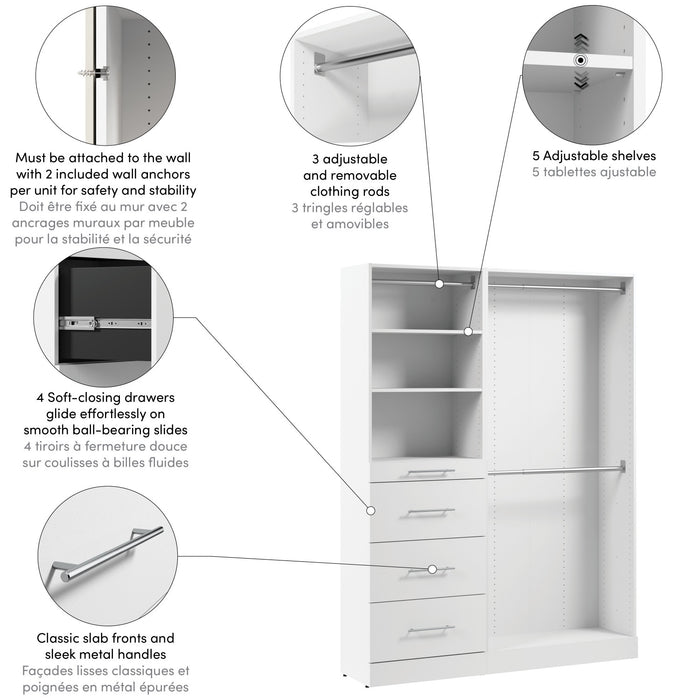 Système de garde-robe et pièce-penderie modulaire Florence de Bestar de 60 po avec tringles et rangement - blanc