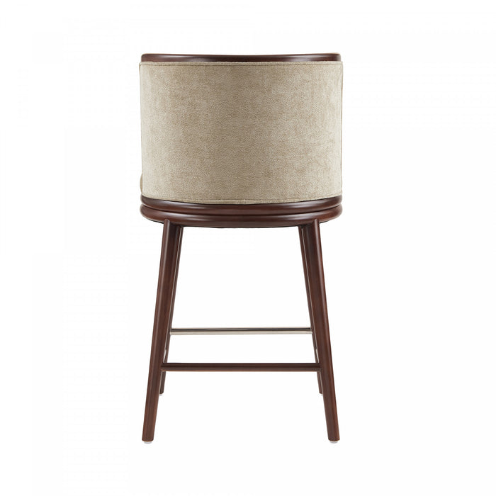 Tabouret de comptoir moderne en bois et tissu Evalyn, finition naturelle
