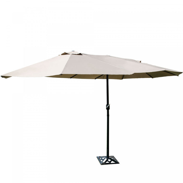 Costway Parasol de marche exterieur 15' double-face Twin Patio avec manivelle Beige
