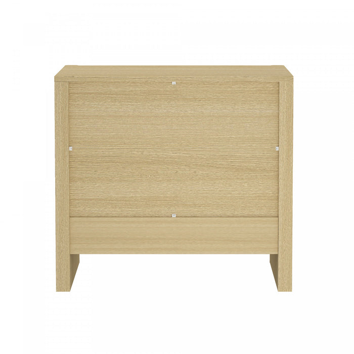 Table de nuit moderne Linda 24\" en chene naturel (2 tiroirs) - Lot de 2