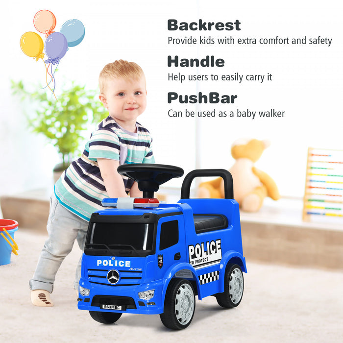 Costway Enfants Rouler Sur Pousser Voiture De Police Mercedes Benz Pousser Et Rouler Racer Sous Licence