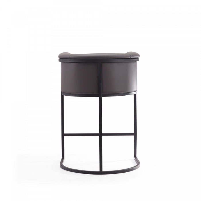 Tabouret de comptoir moderne du milieu du siecle en metal et tissu, coloris graphite, lot de 2