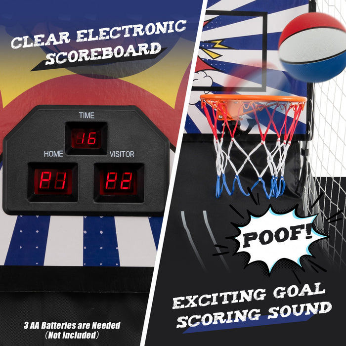 Costway Double Shot Basketball Arcade Game Avec 8 Modes De Jeu Arcade Son Electronique Scoring Blanc