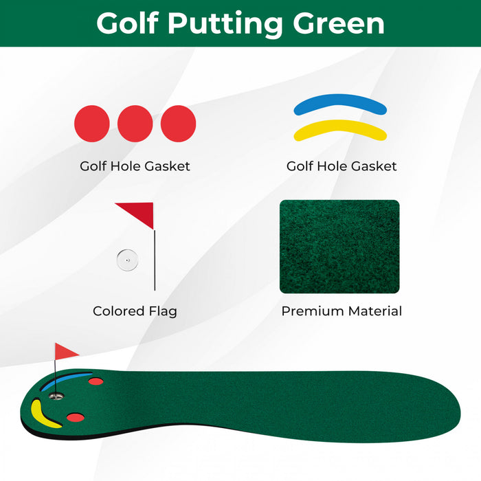 Costway 9.8ft X 3ft Par 3 Trous De Golf Mettant Tapis Vert Pour La Pratique Interieure Et Exterieure