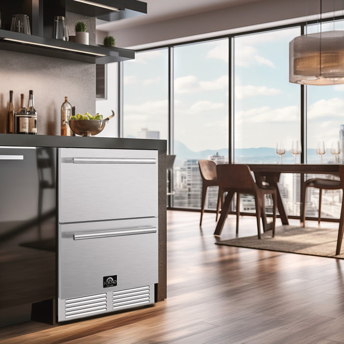 Congelateur a tiroirs Cosenza de 24 po avec machine a glacons, 4,69 pi³ – FDRBI1838-24S