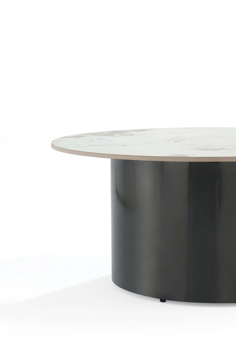 Ensemble moderne et glamour Alondra de 2 tables : table basse et table d’appoint, coloris noir