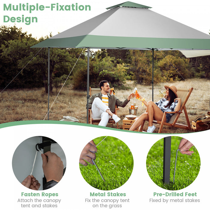 Tonnelle Pop-up 4x4 M Reglable En 3 Hauteurs Avec Sac A Roulettes, Gazebo Anti Uv Et Etanche Avec Cadre Robuste En Metal, Pavillon Instantane Pour Jardin, Patio, Arriere-cour