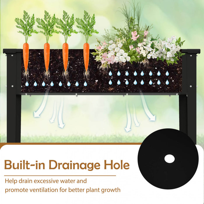 Costway A Souleve Le Lit De Jardin Eleve Boite De Planteur En Metal Avec Les Jambes Trous De Drainage Boite De Jardinage